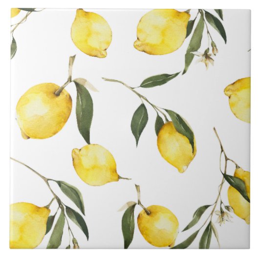 Waterverf citroen, citrusvruchten, tegeltje (Voorkant)