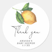 Waterverf citroen dank u ronde sticker (Voorkant)