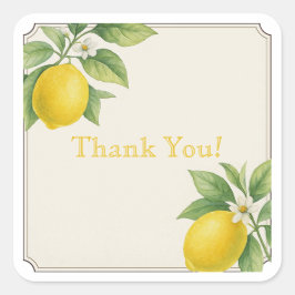 Waterverf citroen dank u vierkant Sticker