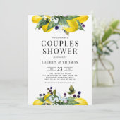 Waterverf Citroen en Blackberry Couples Douche Kaart (Staand voorkant)