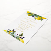 Waterverf Citroen en Blackberry Zomer Bruiloft Folie Uitnodiging (Gedraaid)