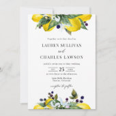 Waterverf Citroen en Blackberry Zomer Bruiloft Kaart (Voorkant)