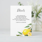 Waterverf citroen en bladeren bruiloft details informatiekaartje (Staand voorkant)
