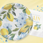 Waterverf Citroen en Bloem Wit Papieren Bordje