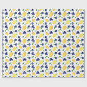 Waterverf citroen en bosbessen cadeaupapier (Vlak)