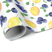 Waterverf citroen en bosbessen cadeaupapier (Rol Hoek)