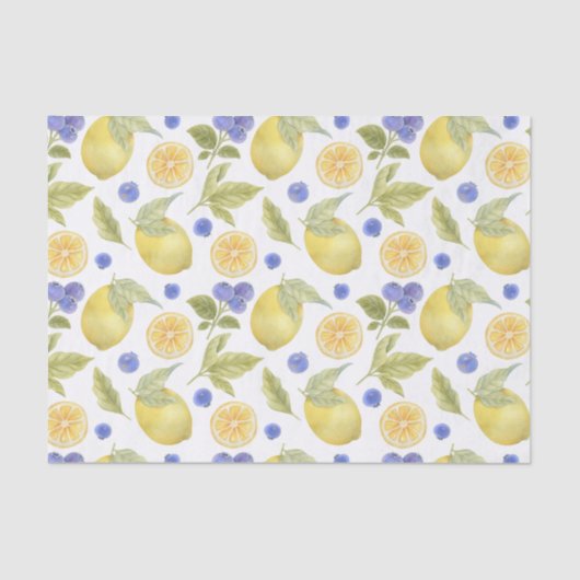 Waterverf citroen en bosbessen fruit met bladeren tissuepapier (Voorkant)