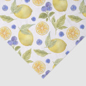 Waterverf citroen en bosbessen fruit met bladeren tissuepapier (Detail)