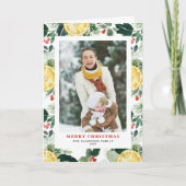 Waterverf citroen en groen Foto kerst Feestdagen Kaart (Voorkant)