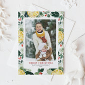 Waterverf citroen en groen Foto kerst Feestdagenkaart