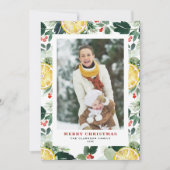 Waterverf citroen en groen Foto kerst Feestdagenkaart (Voorkant)
