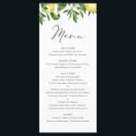 Waterverf Citroen en groen Zomer Bruiloft Menu<br><div class="desc">citroen bruiloft kaart. Het beschikt over waterverf citroen,  en groen. Personaliseer door datum en maaltijdkeuze toe te voegen. Deze citroenkaart is ideaal voor zomerbruiloften,  baby showers,  vrijgezellenfeesten,  verjaardagen en nog veel meer.</div>