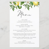 Waterverf Citroen en groen Zomer Menu Kaart (Voorkant)