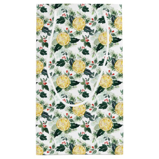 Waterverf Citroen en Holly Pattern Kerst Klein Cadeauzakje (Achterkant)