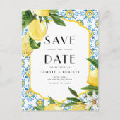 Waterverf citroen en Marokkaanse Tegel Bewaar de d Aankondigingskaart (Voorkant)