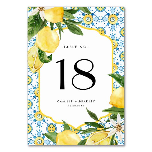 Waterverf citroen en Marokkaanse Tegel bruiloft Kaart (Voorkant)
