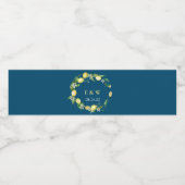 Waterverf Citroen en Ocean Zee Floral Waterfles Etiket (Enkel label)