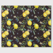 Waterverf citroen en olijfgaarden naadloos cadeaupapier (Vlak)