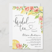 Waterverf Citroen en Rozen Bruids Tea Party Kaart (Voorkant)