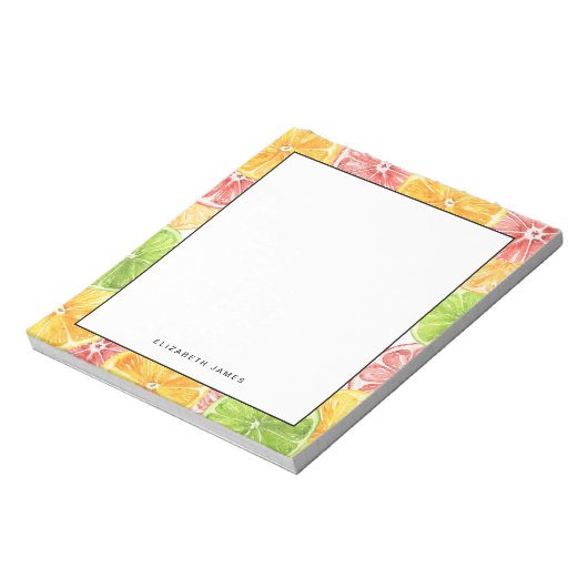 Waterverf Citroen en Sinaasappelpatroon Persoonlij Notitieblok (Linkerzijde)