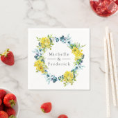 Waterverf Citroen en Turquoise Bloemenbruiloft Servet (Insitu)