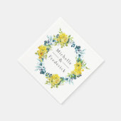 Waterverf Citroen en Turquoise Bloemenbruiloft Servet (Hoek)