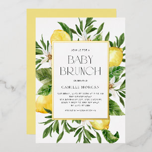 Waterverf Citroen Frame Botanische Baby Brunch Folie Uitnodiging