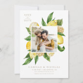 Waterverf Citroen Frame Botanische Foto Save The Date (Voorkant)