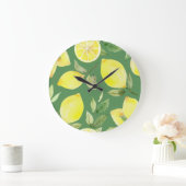 Waterverf citroen, fruit behangpatroon. grote klok (Huis)