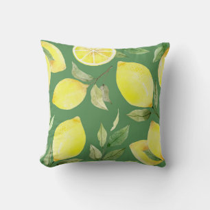 Waterverf citroen, fruit behangpatroon. kussen