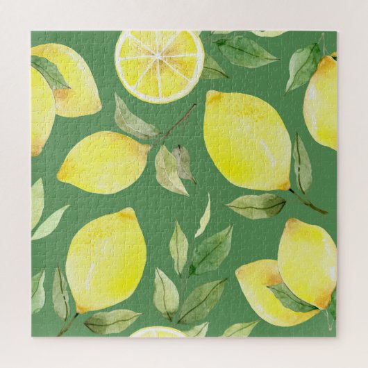 Waterverf citroen, fruit behangpatroon. legpuzzel (Verticaal)
