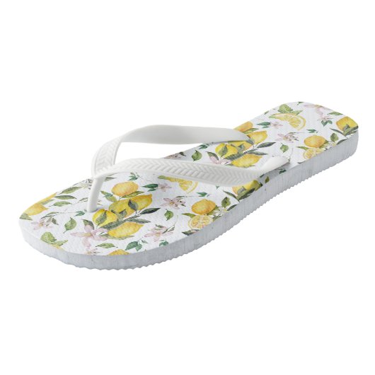 Waterverf citroen fruit bloemmotief teenslippers (Schuin)