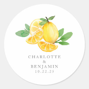Waterverf Citroen Fruit Persoonlijk Briefpapier Ronde Sticker