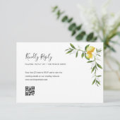 waterverf citroen gebladerte QR Code RSVP kaart (Staand voorkant)
