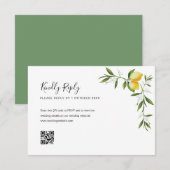waterverf citroen gebladerte QR Code RSVP kaart (Voorkant / Achterkant)