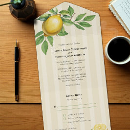 Waterverf Citroen Geel Citrus Rustiek Huwelijk All In One Uitnodiging