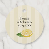 Waterverf Citroen Geel Citrus Rustiek Huwelijk Bedankjes Labels (Achterkant)