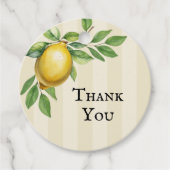 Waterverf Citroen Geel Citrus Rustiek Huwelijk Bedankjes Labels (Voorkant)