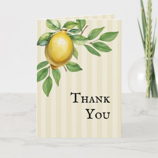 Waterverf Citroen Geel Citrus Rustiek Huwelijk Bedankkaart (Voorkant)
