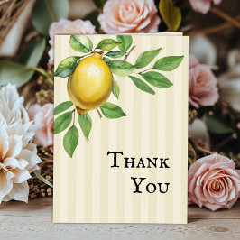 Waterverf Citroen Geel Citrus Rustiek Huwelijk Bedankkaart