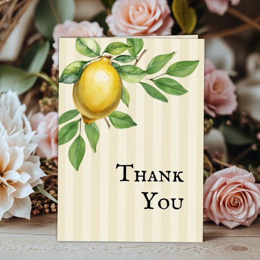 Waterverf Citroen Geel Citrus Rustiek Huwelijk Bedankkaart