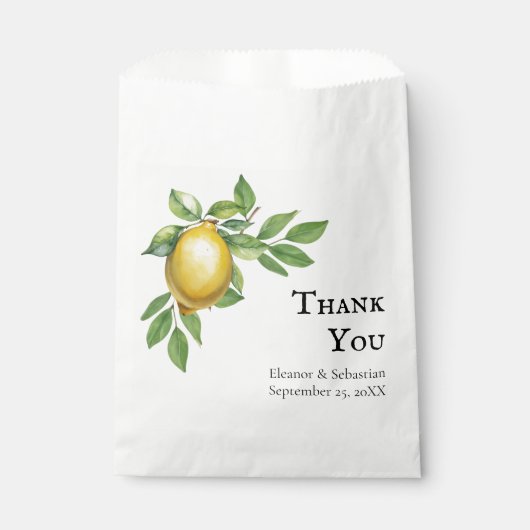 Waterverf Citroen Geel Citrus Rustiek Huwelijk Bedankzakje (Voorkant)