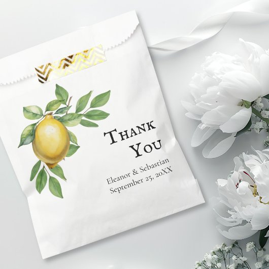 Waterverf Citroen Geel Citrus Rustiek Huwelijk Bedankzakje