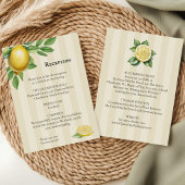Waterverf Citroen Geel Citrus Rustiek Huwelijk Informatiekaartje