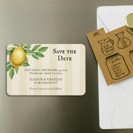 Waterverf Citroen Geel Citrus Rustiek Huwelijk Magneet