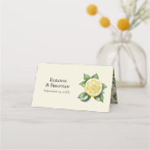 Waterverf Citroen Geel Citrus Rustiek Huwelijk Plaatskaartje (Achterkant)