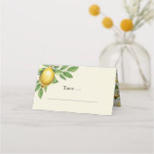 Waterverf Citroen Geel Citrus Rustiek Huwelijk Plaatskaartje (Voorkant)