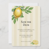 Waterverf Citroen Geel Citrus Rustiek Huwelijk Save The Date (Voorkant)