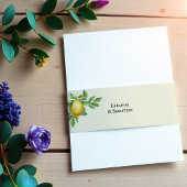 Waterverf Citroen Geel Citrus Rustiek Huwelijk Uitnodigingen Wikkel