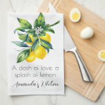 Waterverf citroen gepersonaliseerd theedoek<br><div class="desc">Voeg een scheutje zonneschijn toe aan uw keuken met onze Waterverf Lemon gepersonaliseerde keukenhanddoek,  ideaal voor vrijgezellenfeesten of als een gepersonaliseerd cadeau. Doordrenk je ruimte met de verfrissende charme van citrus en maak van elke maaltijd een pittig genot!</div>